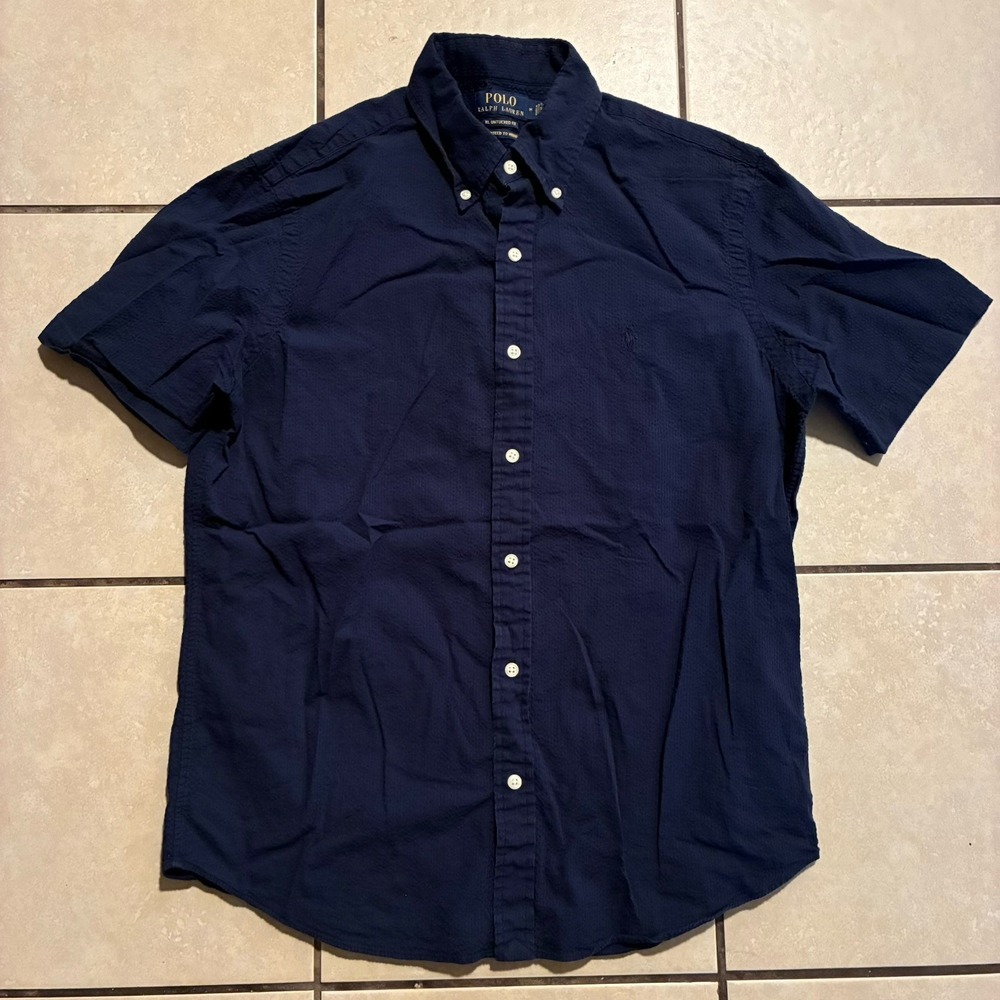 Polo Ralph Lauren Men's Medium Navy Untucked Fit Button Down Shirt